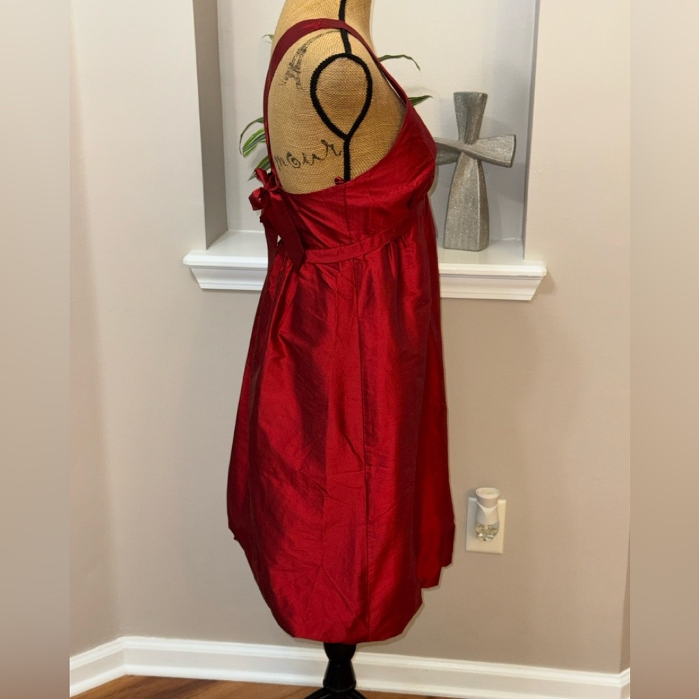 BCBG Maxazria red sleeveless Silk NWT deep V neck halter dress sz 2 - Picture 3 of 10